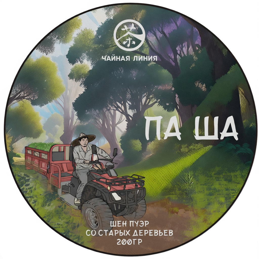 Прессованный шэн пуэр - Шэн пуэр со старых деревьев гор Паша марки "Чайная Линия" 200 г