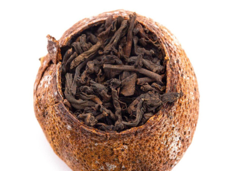 Прессованный шу пуэр - Шу пуэр выдержанный в мандарине «Чэньнянь цзюй пу ча у гунхай и чаньпинь», 