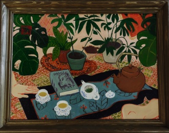 Картина «Разговоры о цветах и масках», масляные краски, холст Н. Леушин