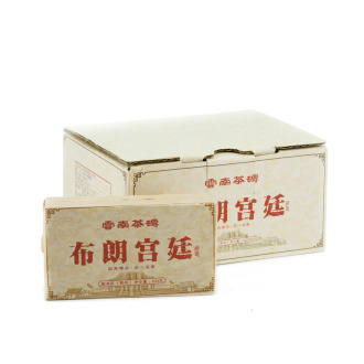 Прессованный шу пуэр - Шу пуэр 2013 г. "Булан гунтин" завода "Чжоуши" кирпич 100 г