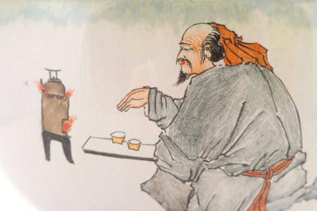 Фарфоровая пиала «Приготовление чая на огне» ручной росписи, 100 мл.  | 茶杯. Цена: 16&nbsp;900 ₽ руб.