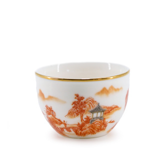 Пиала фарфоровая "Оранжевый закат", 100 мл.  | 茶杯. Цена: 1 580 ₽ руб.